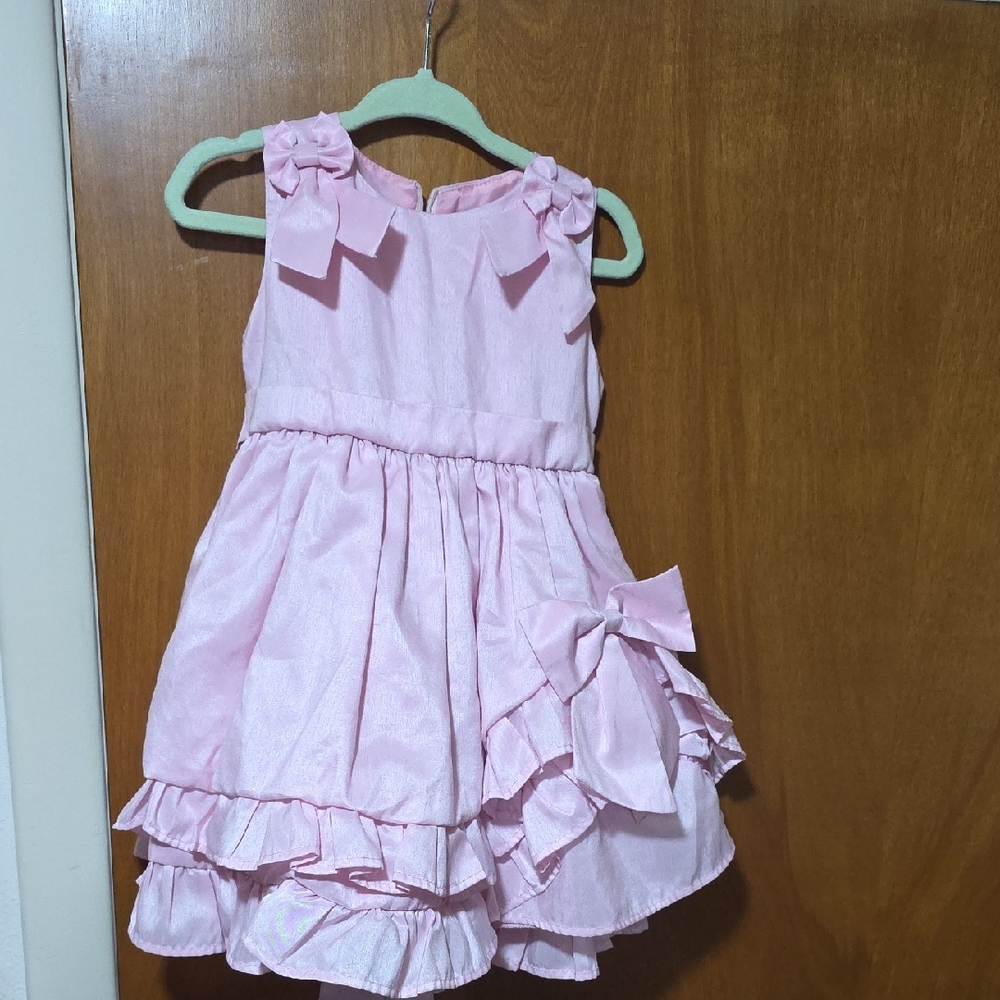 Elegant Pink Bow-Accent Kids Dress